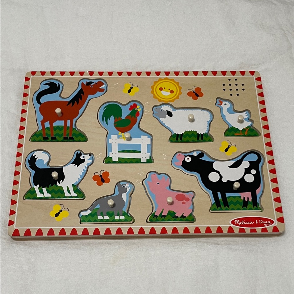 Melissa & Doug Vibrant Farm Animal Knob Puzzle